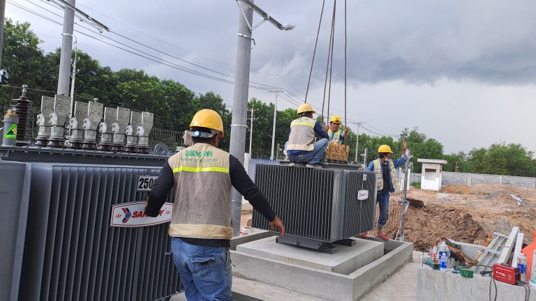 Medium-voltage electrical equipment setup.