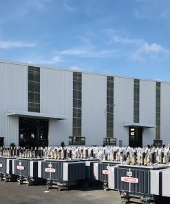 Dãy máy biến áp dầu THIBIDI 630 kVA – ảnh minh họa từ khuôn viên nhà máy